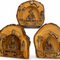 Handmade Bethlehem Nativity Set, 3-Piece Rustic Olive Wood Bark Slices with Engraving from Bethlehem, 3.7 inch each