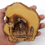 Bethlehem Olive Wood Nativity Scene Ornament – Handcrafted in the Holy Land | Unique Christian Gift & Religious Decor (Height: 3.5" to 5.5" approximately)) - Zuluf