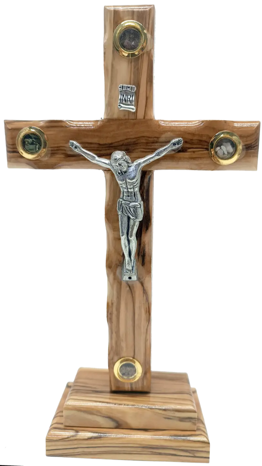 Bethlehem olive wood tabletop catholic crucifix handcrafted decor