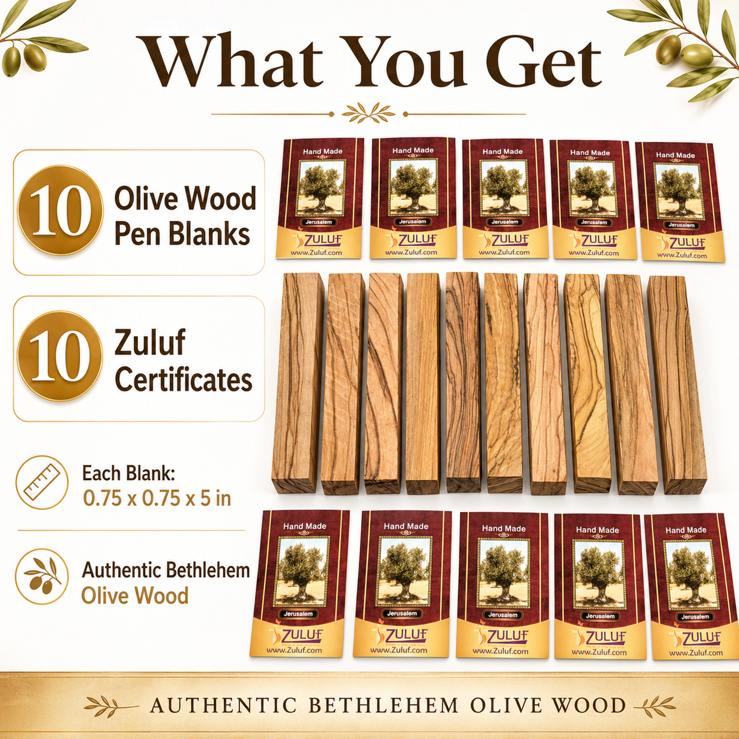 Olive Wood Pen Blanks Set of 10