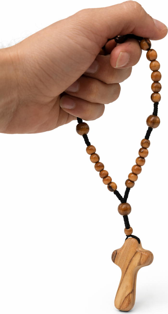 Handmade Olive Wood Rosary with Cross | Crafted in Bethlehem, Holy Land