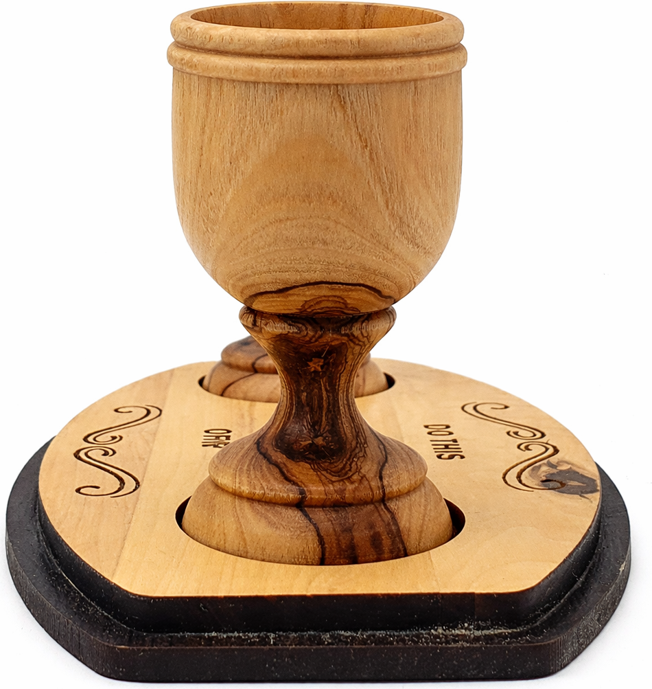 Handmade Olive Wood Wine and Water Tray from Bethlehem