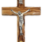 Catholic Crucifix Olive Wood with Holy Land Stone from Bethlehem 4.7 Inches