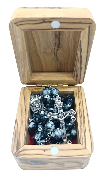 Catholic prayer rosary with stone beads – choose your color - black a box - rosaries