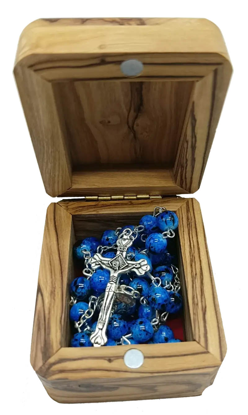 Catholic prayer rosary with stone beads – choose your color - blue a box - rosaries