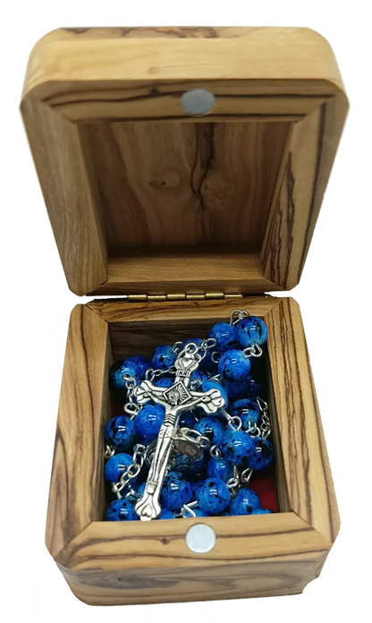 Catholic prayer rosary with stone beads – choose your color - blue a box - rosaries