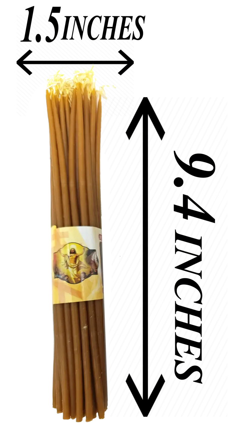 Holy land beeswax prayer candles (3-pack) – 9.6’’ long | handmade in jerusalem | 300g total weight