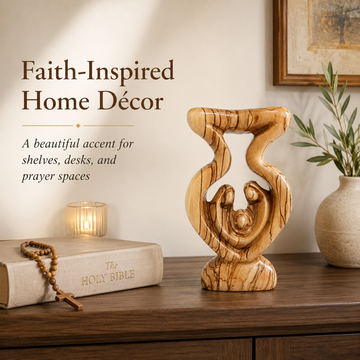 Christian faith home decor Holy Family accent