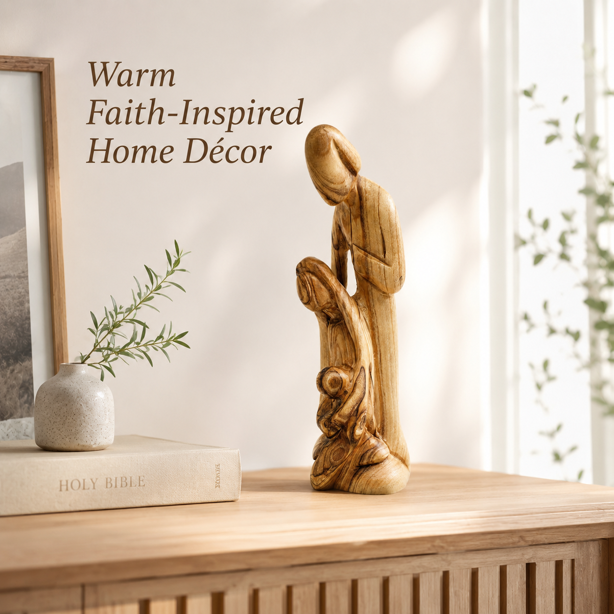 Christian faith home decor Holy Family statue