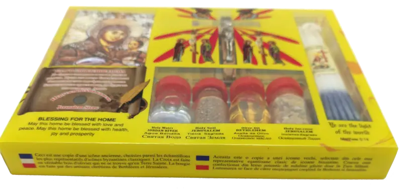 Complete holy land christian gift set – orthodox & catholic blessed kit with anointing oil jordan water bethlehem soil