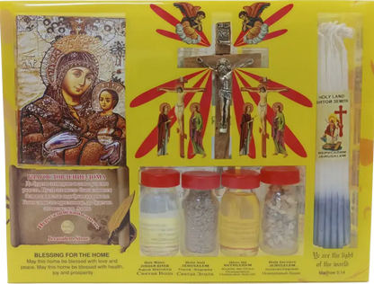 Complete holy land christian gift set – orthodox & catholic blessed kit with anointing oil jordan water bethlehem soil