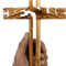 Hand made Olive Wood Jesus Cross with Capsule of Holy Land Earth