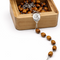 Olive Wood Rosary with Handmade Olive Wood Storage Box, Catholic Prayer Beads with Crucifix & Center Medal, Red Velvet Lined Box, Holy Land Style Gift for Baptism, First Communion & Confirmation, 60 cm