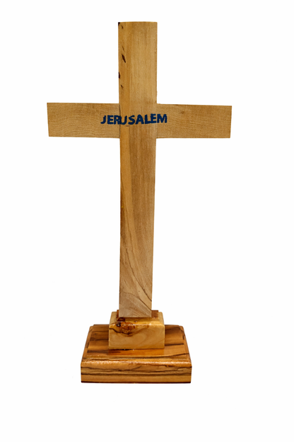Handmade Olive Wood Cross from Bethlehem – Christian Cross Decor, Holy Land Gift – 6.1" 7.5" 9.25" 11.2" Sizes