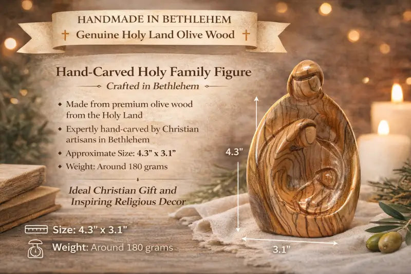Holy family wood statue hand carved sacred zuluf decor