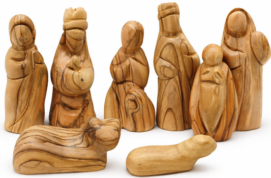 Hand-Carved Olive Wood Nativity Figurine Set – 12-Piece Holy Family Christmas Scene - Handmade in Bethlehem | Zuluf