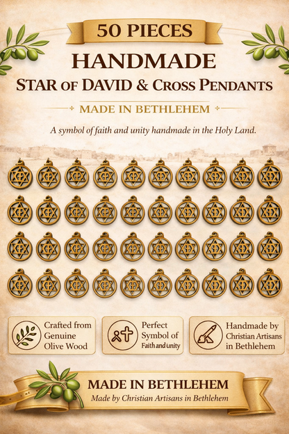 Olive Wood Star of David with Cross Charms Faith Unity Set - Additional View 9