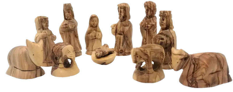 Detailed olive wood nativity set handcrafted in bethlehem 3.3 inch - nativities