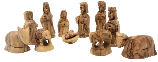 Detailed olive wood nativity set handcrafted in bethlehem 3.3 inch - nativities