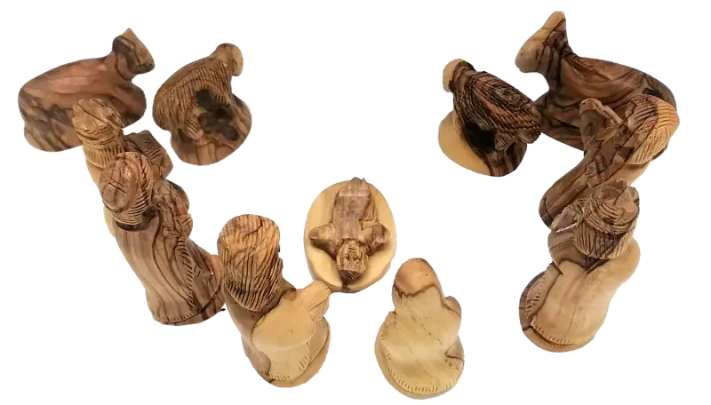 Detailed olive wood nativity set handcrafted in bethlehem 3.3 inch - nativities
