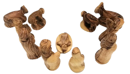 Detailed olive wood nativity set handcrafted in bethlehem 3.3 inch - nativities