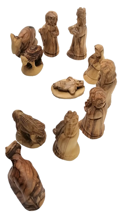 Detailed olive wood nativity set handcrafted in bethlehem 3.3 inch - nativities