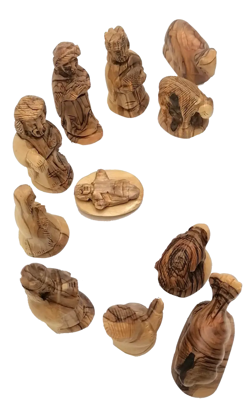 Detailed olive wood nativity set handcrafted in bethlehem 3.3 inch - nativities
