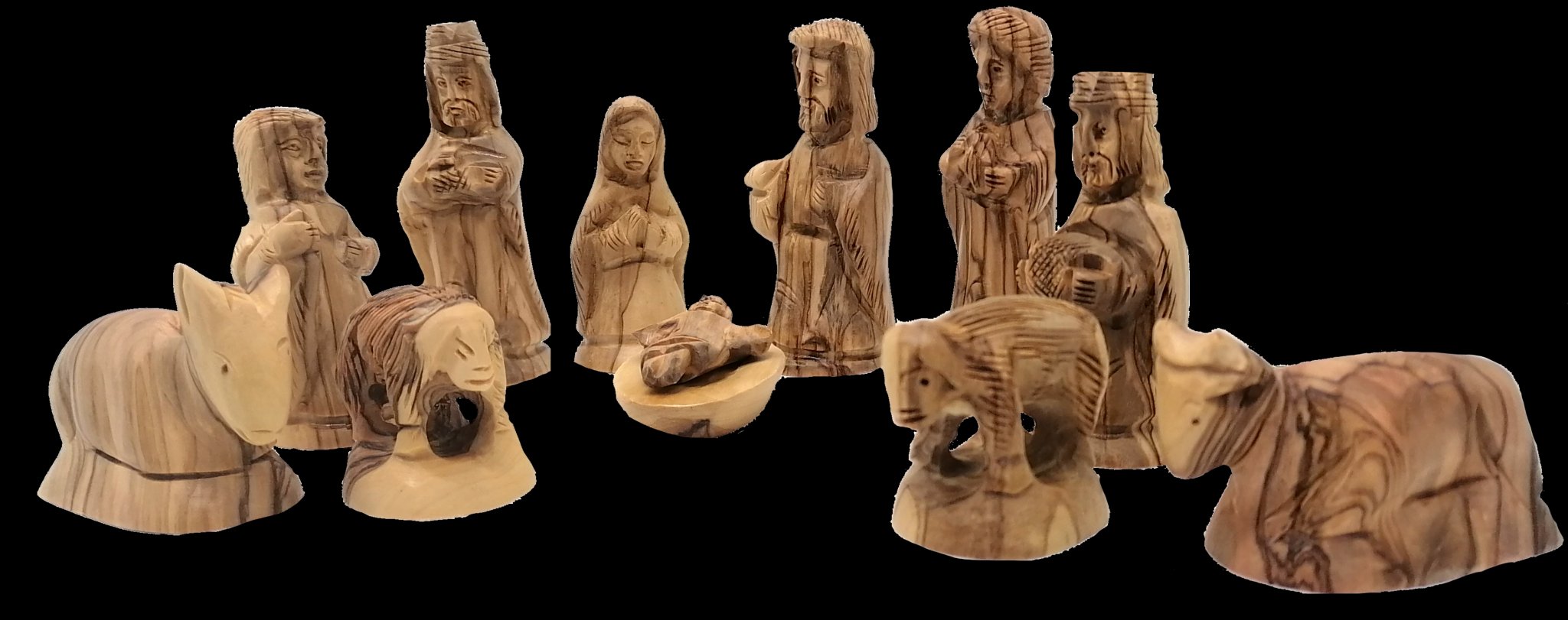 Detailed Olive Wood Nativity Set – Handcrafted in Bethlehem | 3.3" Holy Land Decor & Gift - Zuluf