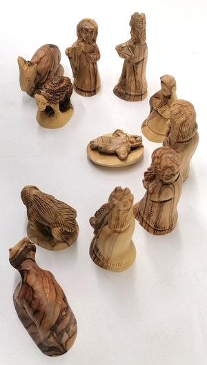 Detailed Olive Wood Nativity Set – Handcrafted in Bethlehem | 3.3" Holy Land Decor & Gift - Zuluf