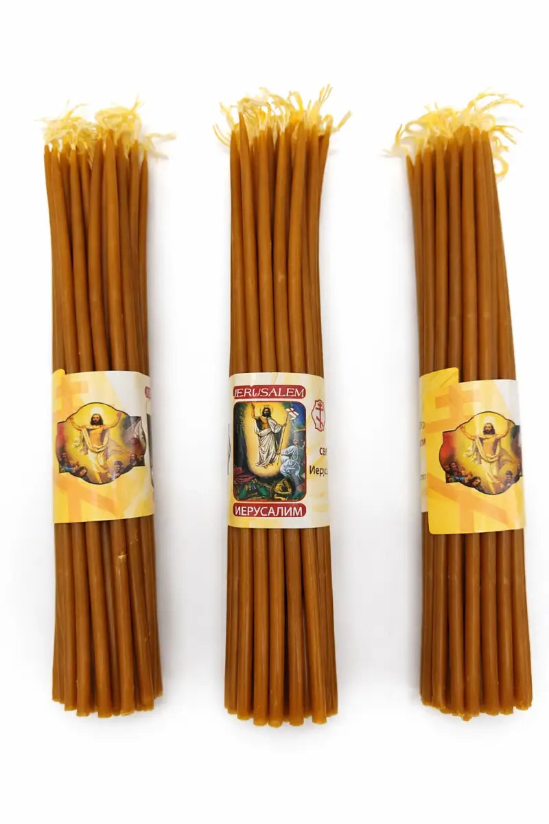 Holy land beeswax prayer candles (3-pack) – 9.6’’ long | handmade in jerusalem | 300g total weight
