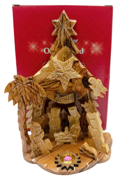 Large hand-carved olive wood nativity scene from bethlehem – full holy family & magi set with star - nativities