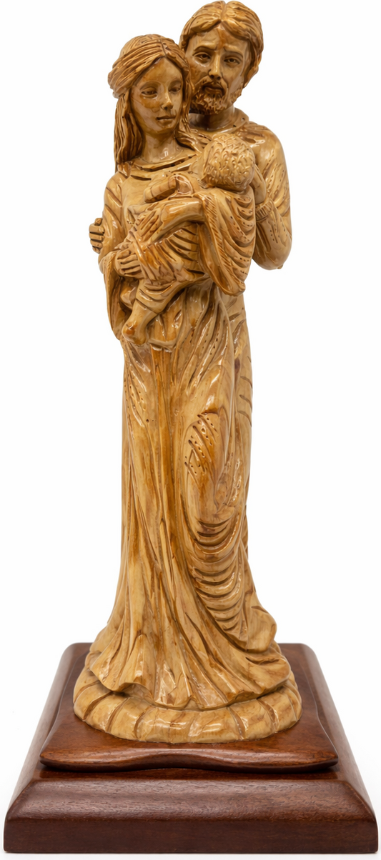 Hand Carved Olive Wood Holy Family Statue – Mary, Joseph & Baby Jesus | Handmade in Bethlehem