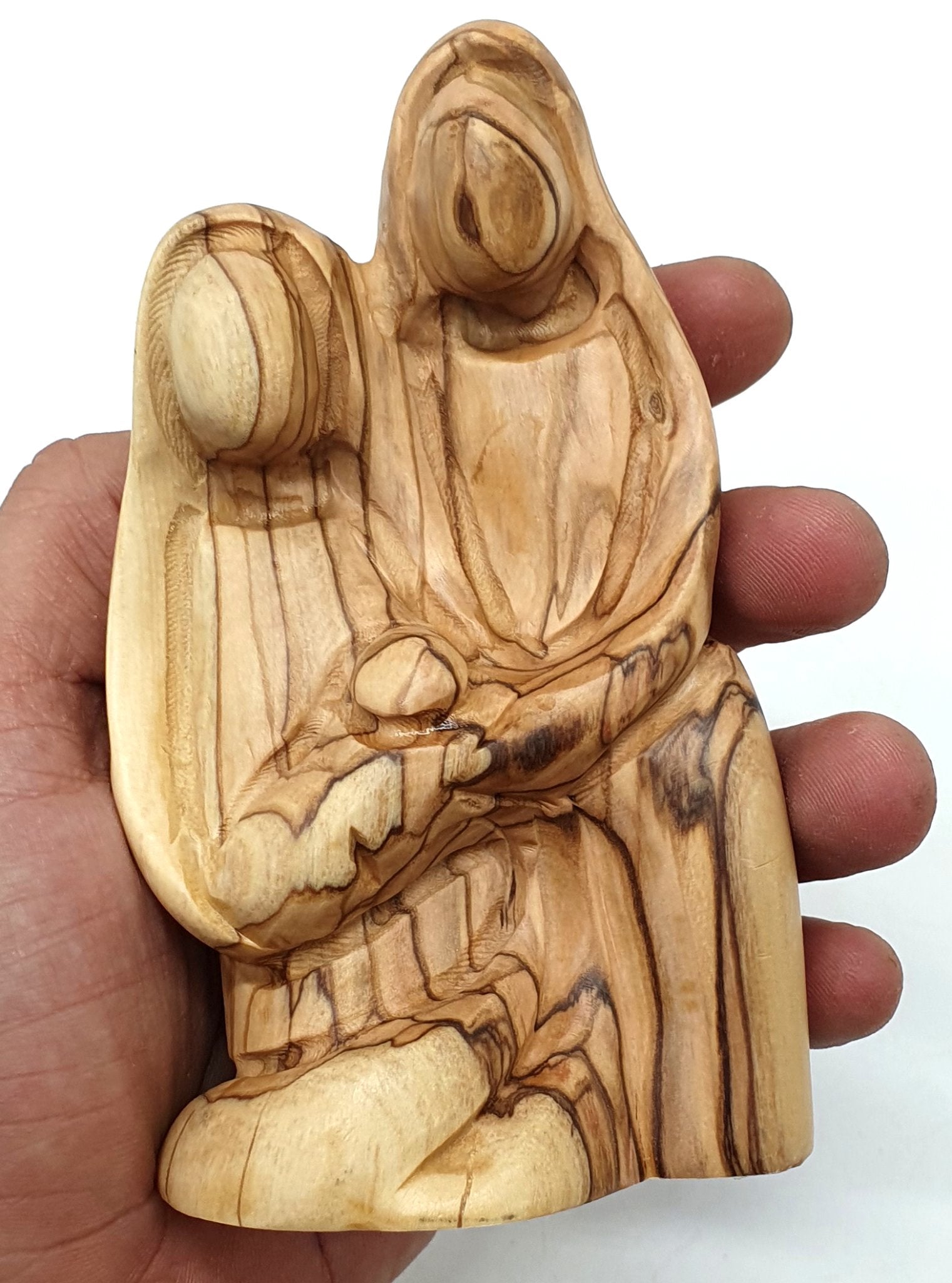 Elegant Handcrafted Olive Wood Nativity Statue - Mary, Joseph, and Baby Jesus | Premium Christian Home Decor - Zuluf