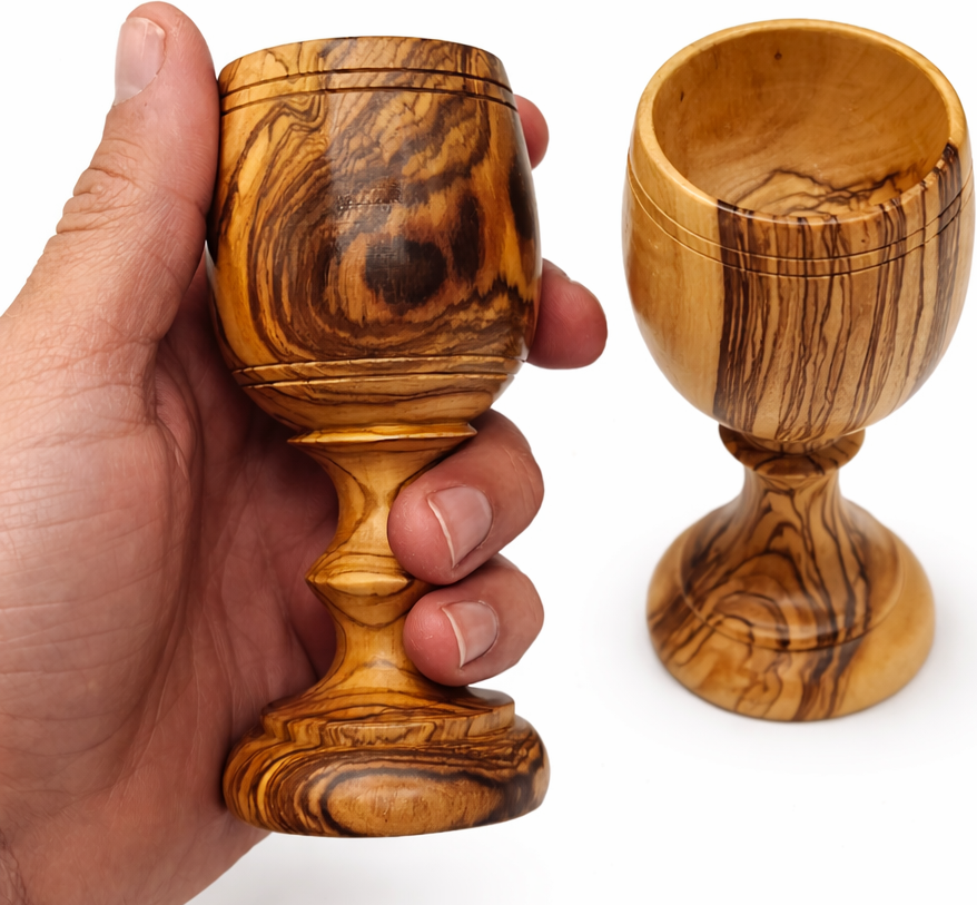 Handmade Olive Wood Medium Cup from Bethlehem | Holy Land Wooden Chalice