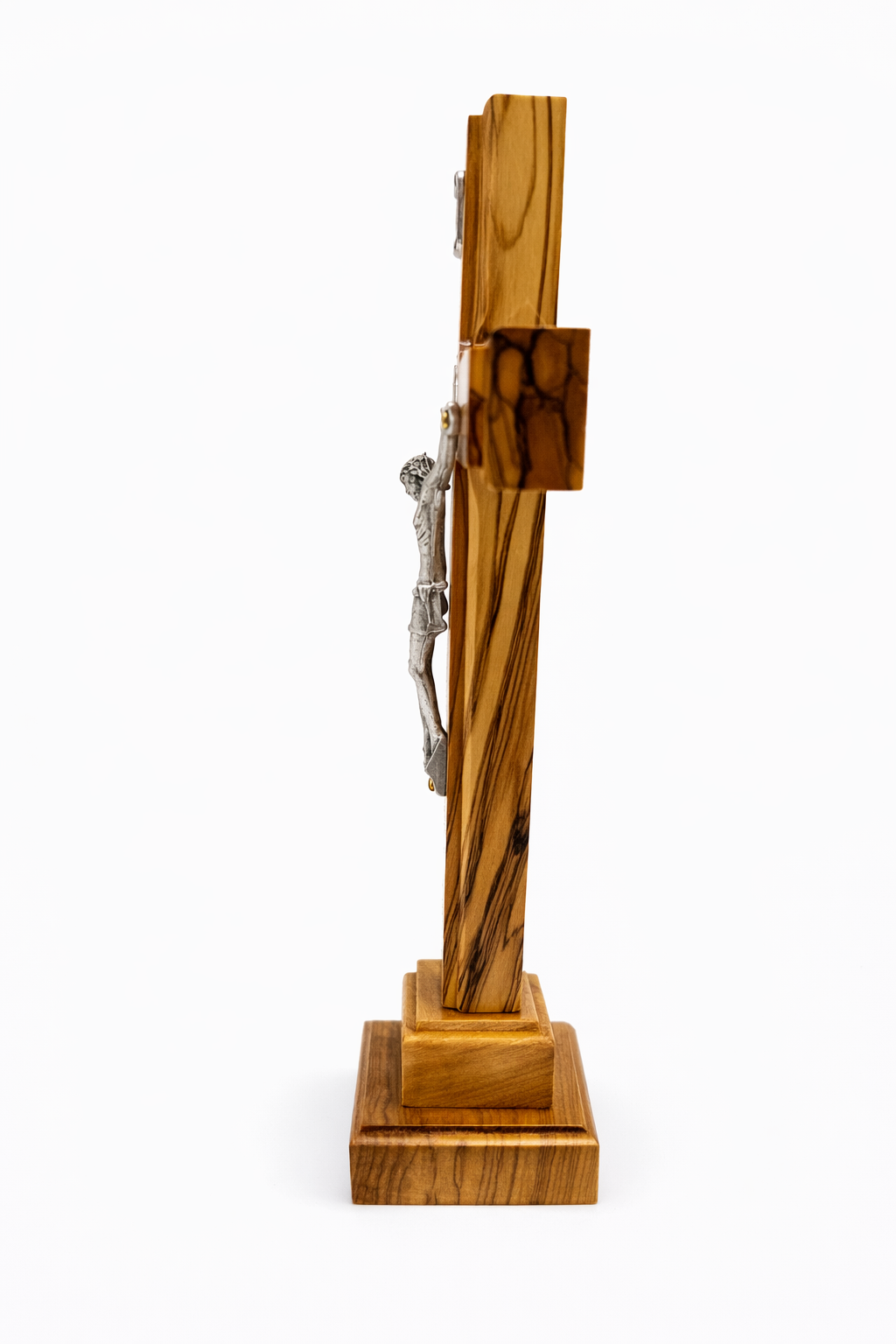 Handmade Olive Wood Saint Benedict Crucifix from Bethlehem – Catholic Standing Cross with - Additional View 7