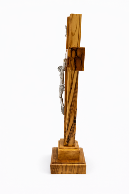 Handmade Olive Wood Saint Benedict Crucifix from Bethlehem – Catholic Standing Cross with - Additional View 7