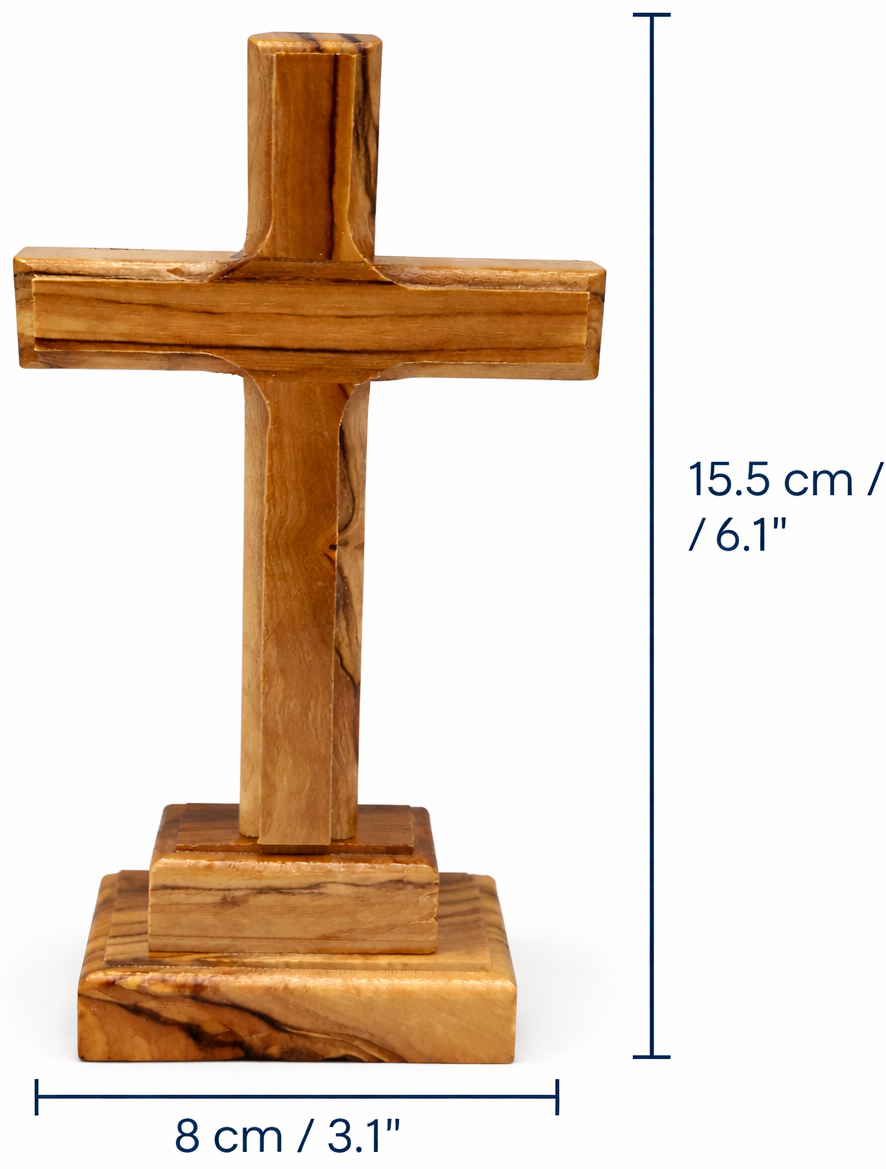 Handmade Olive Wood Cross from Bethlehem – Christian Cross Decor, Holy Land Gift – 6.1" 7.5" 9.25" 11.2" Sizes
