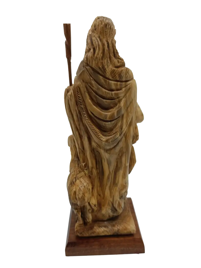 The good shepherd olive wood statue of jesus with sheep from bethlehem holy land - figures
