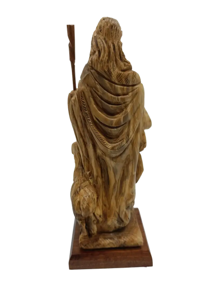 The good shepherd olive wood statue of jesus with sheep from bethlehem holy land - figures