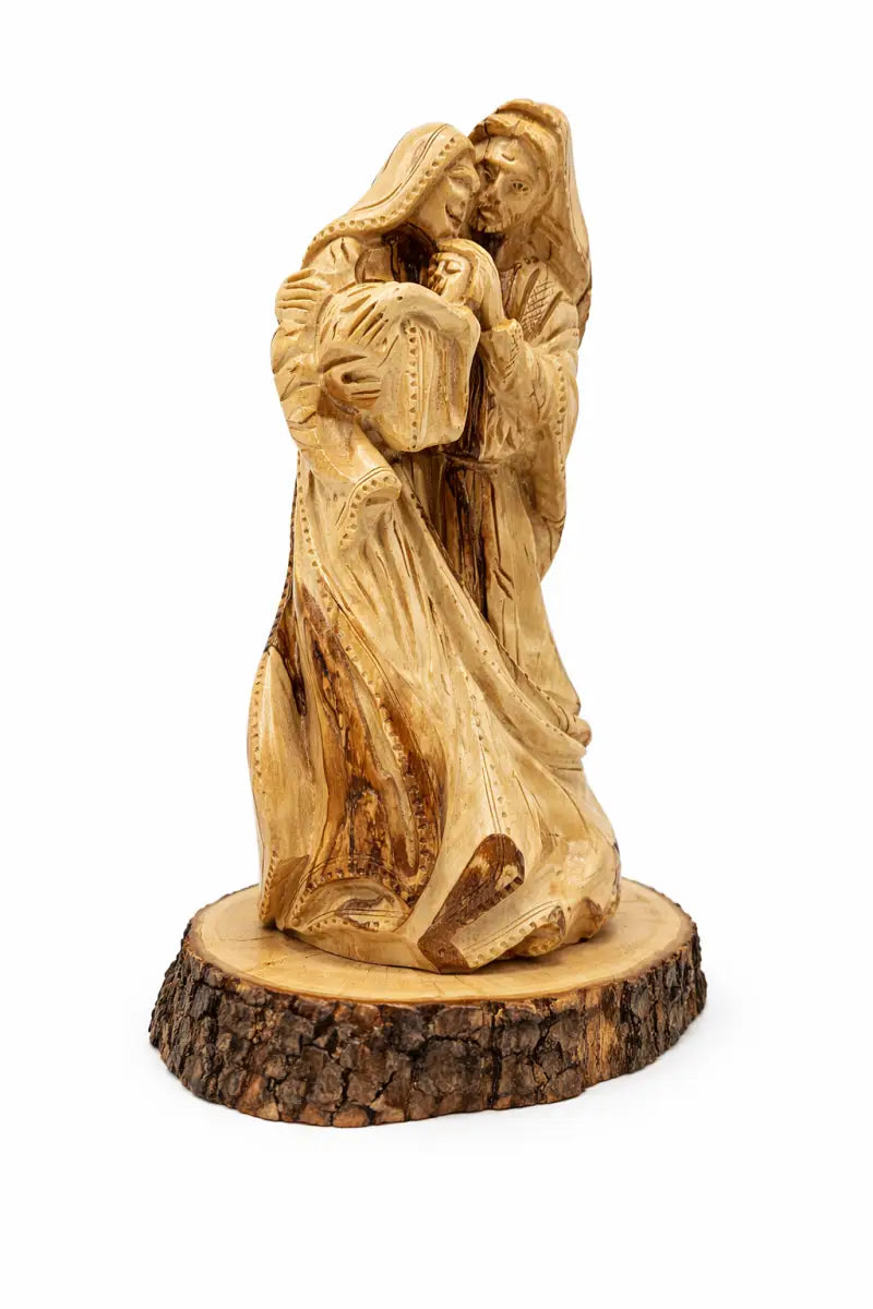 Hand carved holy family olive wood statue from bethlehem – authentic handmade christian figurine - figures