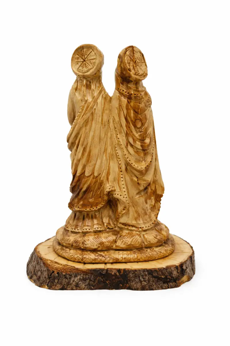 Hand carved holy family olive wood statue from bethlehem – authentic handmade christian figurine - figures