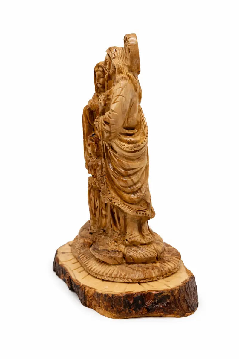 Hand carved holy family olive wood statue from bethlehem – authentic handmade christian figurine - figures