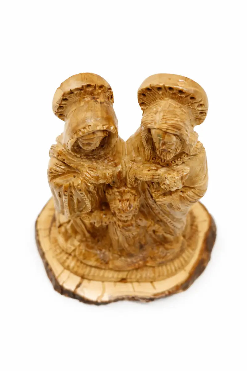 Hand carved holy family olive wood statue from bethlehem – authentic handmade christian figurine - figures