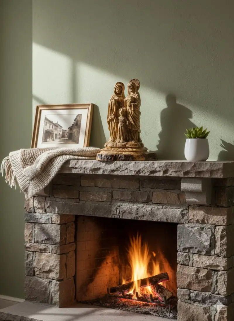 Hand carved holy family olive wood statue from bethlehem – authentic handmade christian figurine - figures