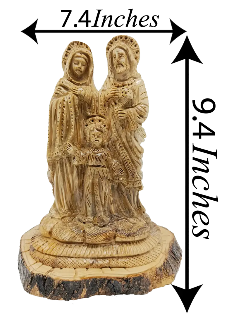 Hand carved holy family olive wood statue from bethlehem – authentic handmade christian figurine - figures