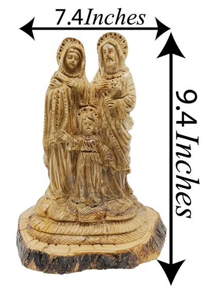 Hand carved holy family olive wood statue from bethlehem – authentic handmade christian figurine - figures