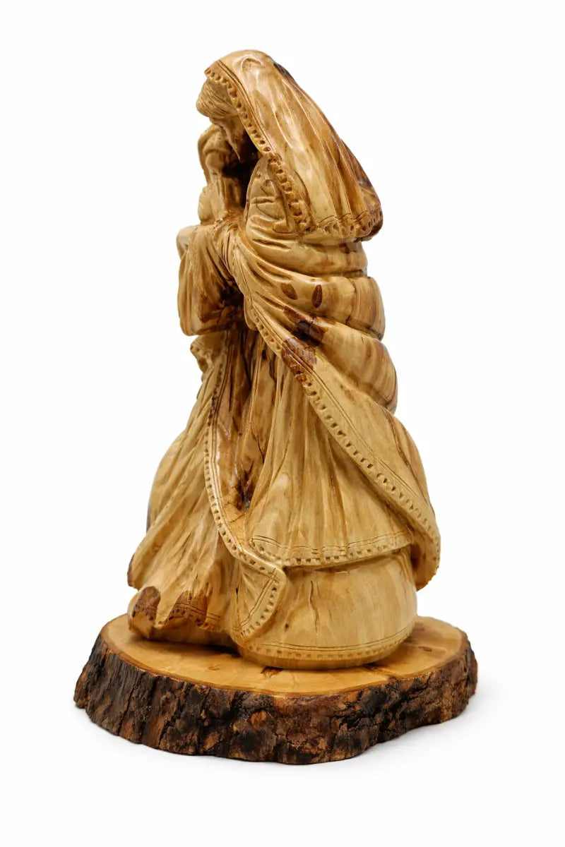 Hand carved holy family olive wood statue from bethlehem – authentic handmade christian figurine - figures