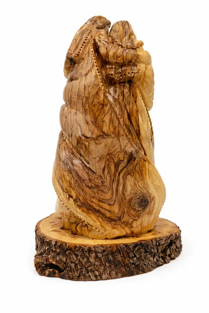 Hand carved holy family olive wood statue from bethlehem – authentic handmade christian figurine - figures