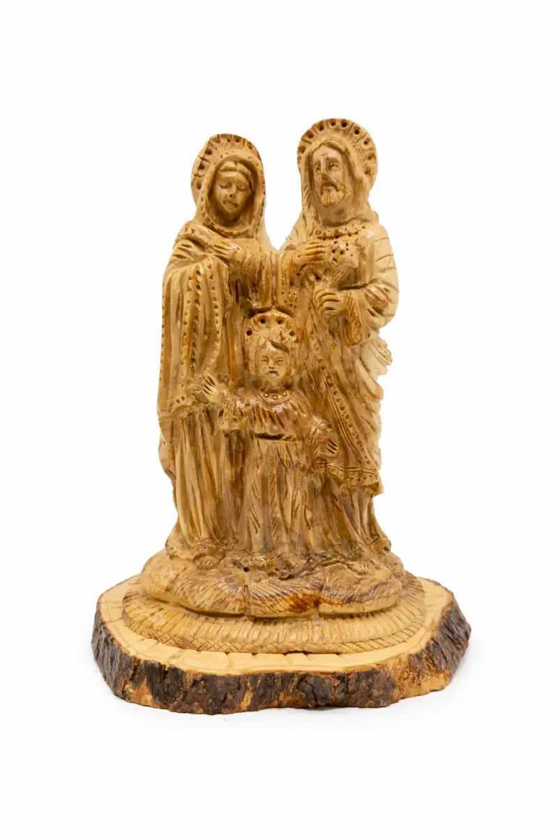 Hand carved holy family olive wood statue from bethlehem – authentic handmade christian figurine - figures