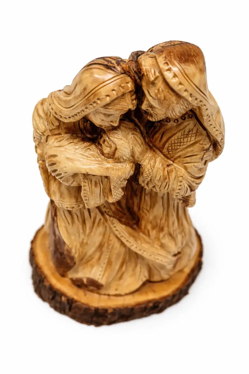 Hand carved holy family olive wood statue from bethlehem – authentic handmade christian figurine - figures
